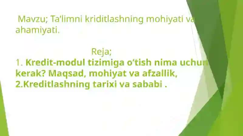 Ta'limni kredirlashning mohiyati va ahamiyati 2