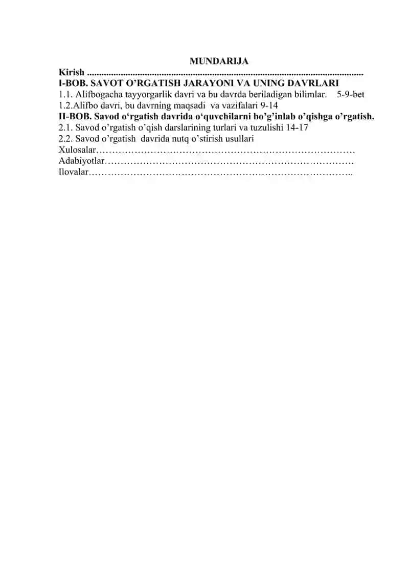 Savod o'rgatishda tayyorlov davri bu bosqichdagi oʻqish va yozuv darslarining mavzulari va ish turlari 2