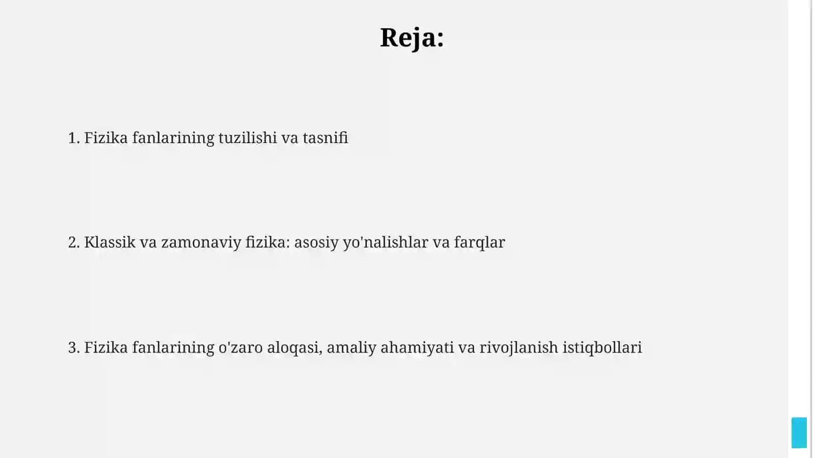 Fizik bilimlarni sistemalashtirish 2