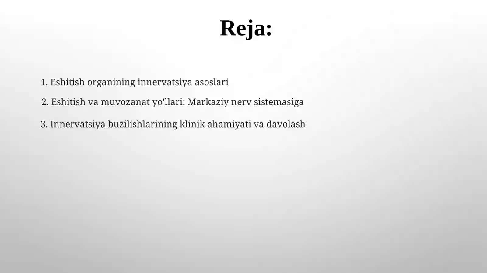 Eshitish organi innervatsiyasining xususiyatlari. 2