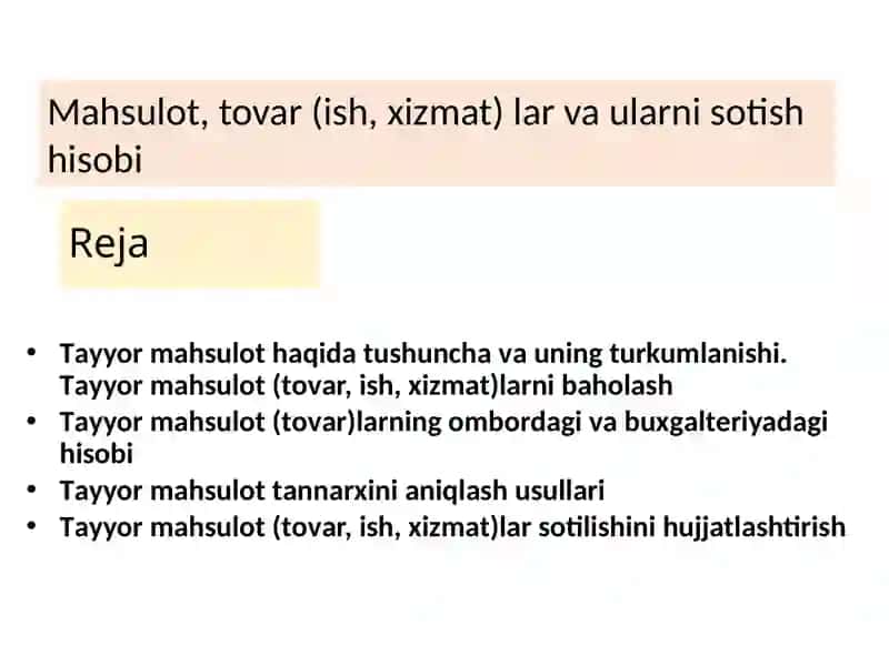 Mahsulot,tovar(ish,xizmat) larvaularnisotishhisobi 2