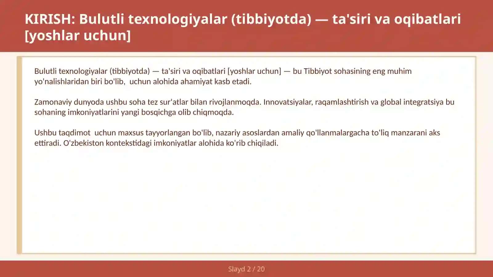 Bulutli texnologiyalar (tibbiyotda) — ta'siri va oqibatlari [yoshlar uchun] 2