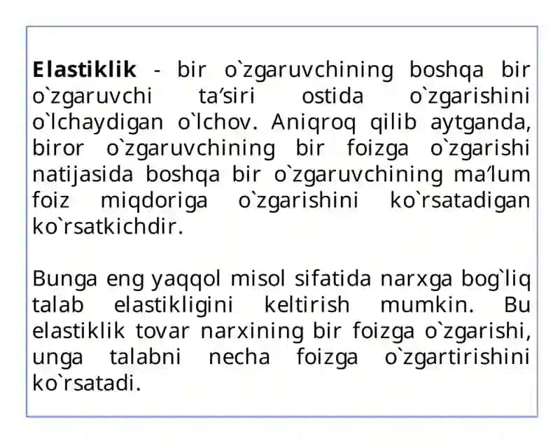 Talab va taklif elastikligi 2