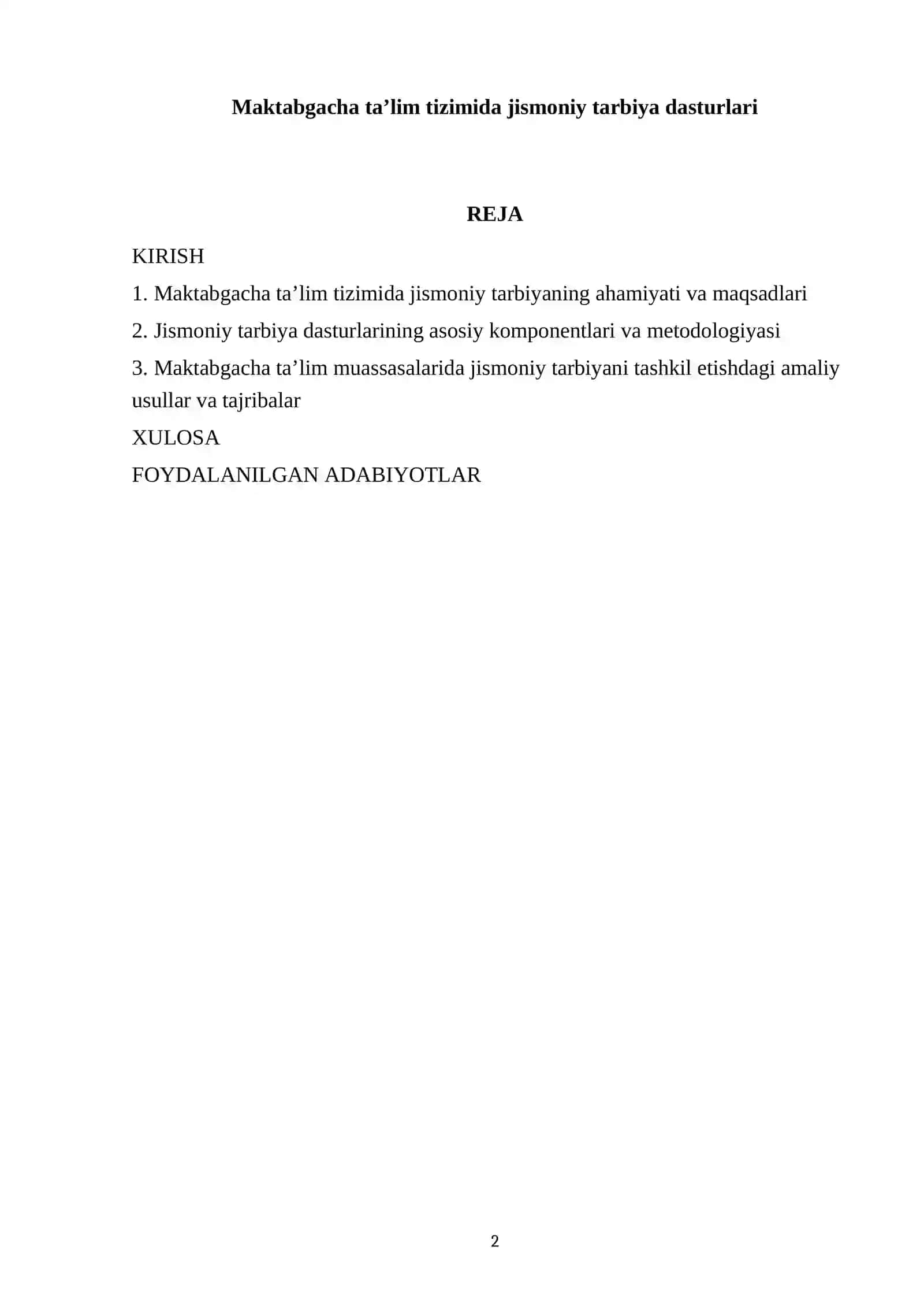 Maktabgacha taʼlim tizimida jismoniy tarbiya dasturlari 2