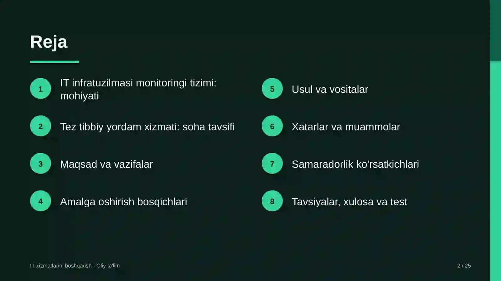 tez tibbiy yordam xizmatida axborot texnologiyalari infratuzilmasi monitoringi tizimini joriy etish 5712 2