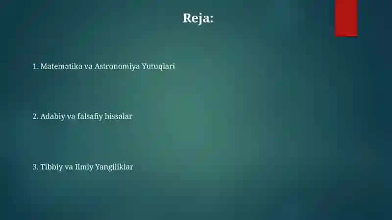 Markaziy osyo allomalarini dunyo sivilizatsiyasiga qoshgan hisalari 2