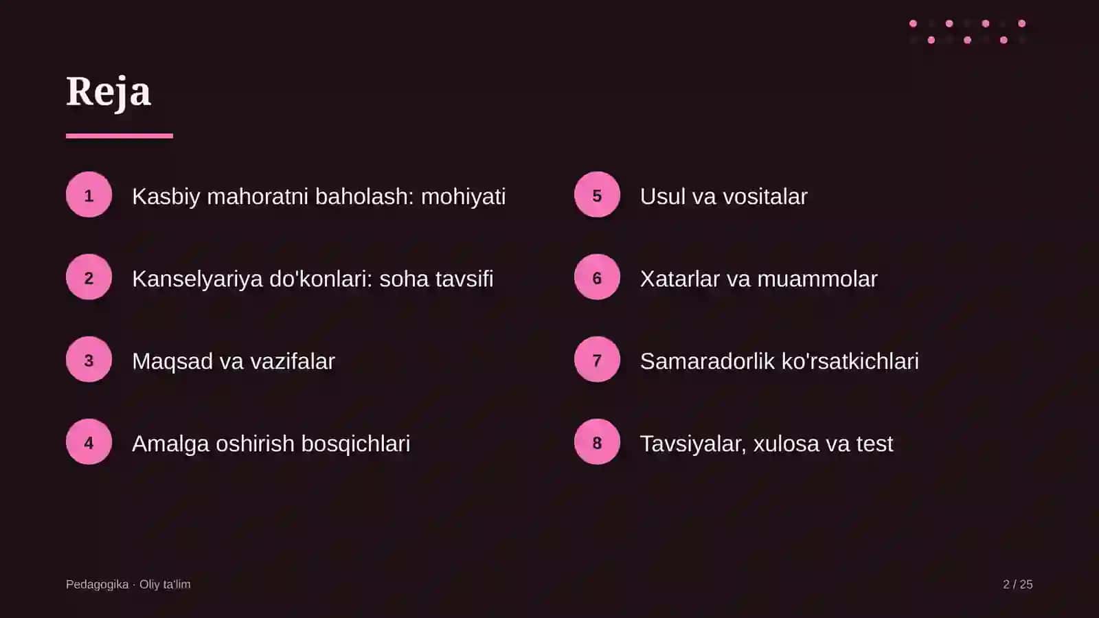 Kanselyariya do'konlarida kasbiy mahoratni baholash 2