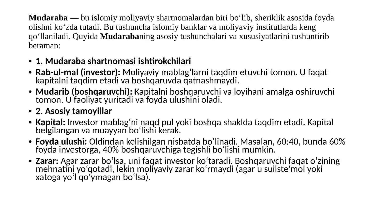 Mudoraba shartnomasi 2