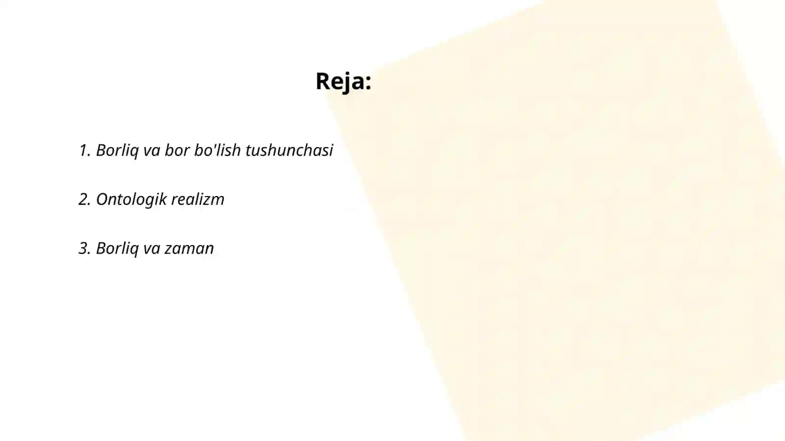 Borliq va bor bo'lish tushunchasi 2