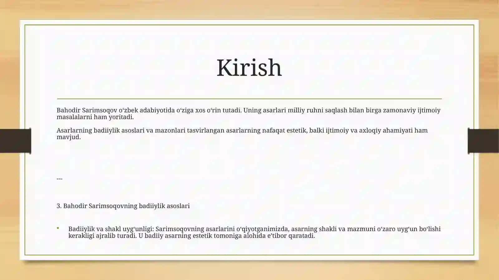 Bahodir Sarimsoqovning badiiylik asoslari va mazmunlari 2