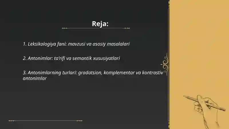 Leksikologiya fani: mavzusi va asosiy masalalari 2