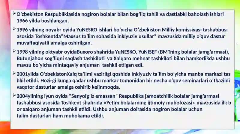 Alohida ta’lim ehtiyojlari bo‘lgan bolalarga ta'lim berish 2