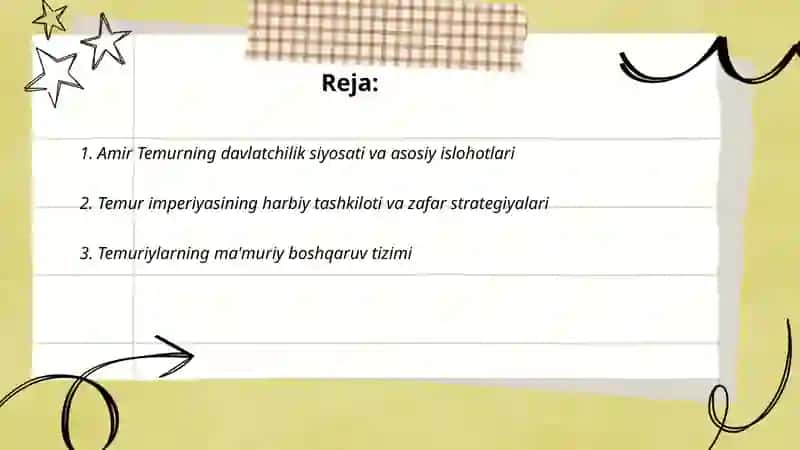 Amir Temur davri davlatchiligi 2