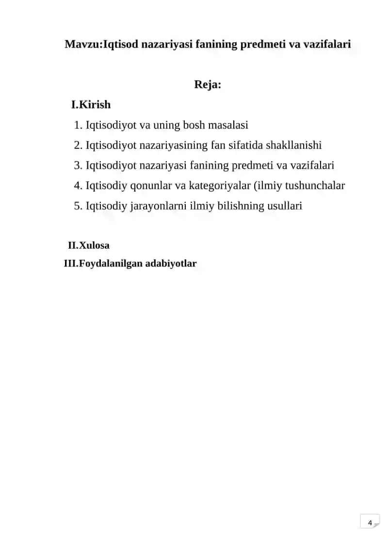 Iqtisodiyot nazariyasi fanining predmeti va vazifalari 2
