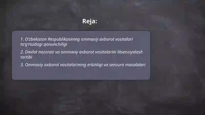 Oʻzbekiston Respublikasida ommaviy axborot vositalaring faoliyati 2