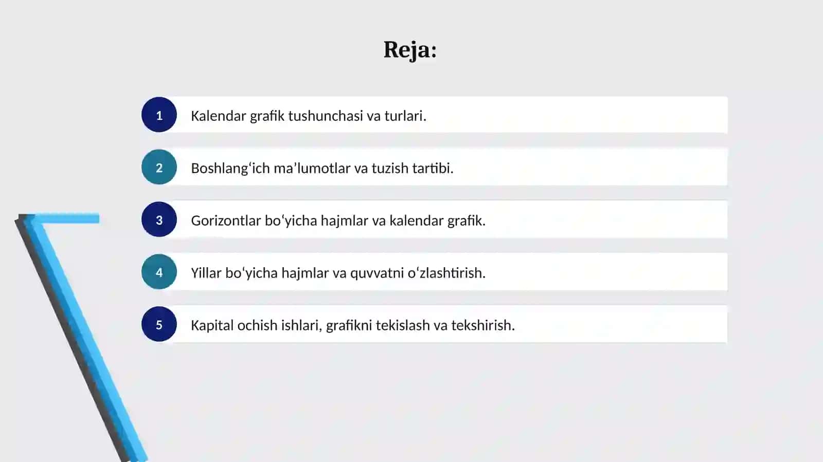 Ochish va qazish ishlarining kalendargrafigi 2