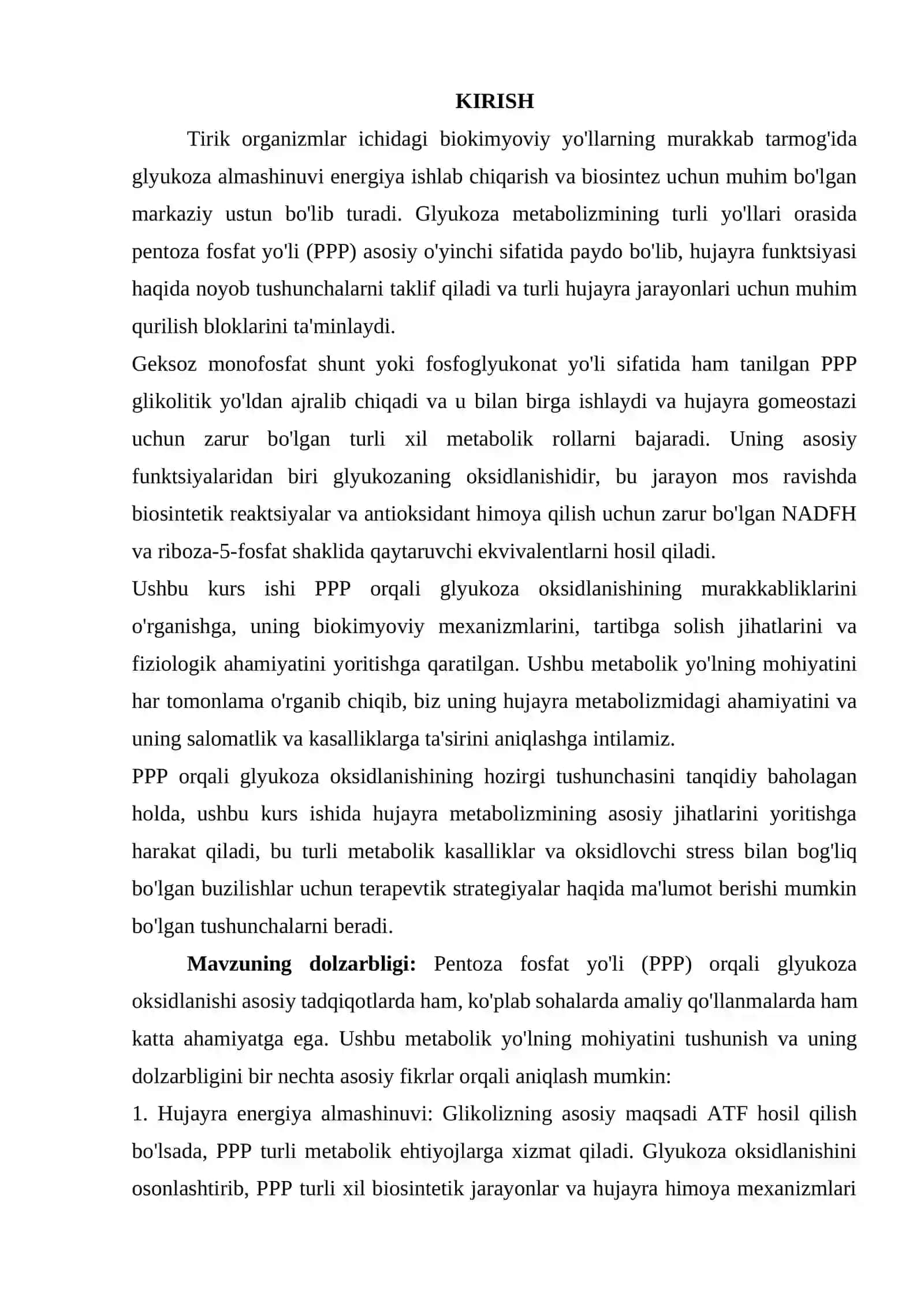 Glukozaning pentozamonofasfat yo’li bilan oksidlanishi va uning mohiyati 2