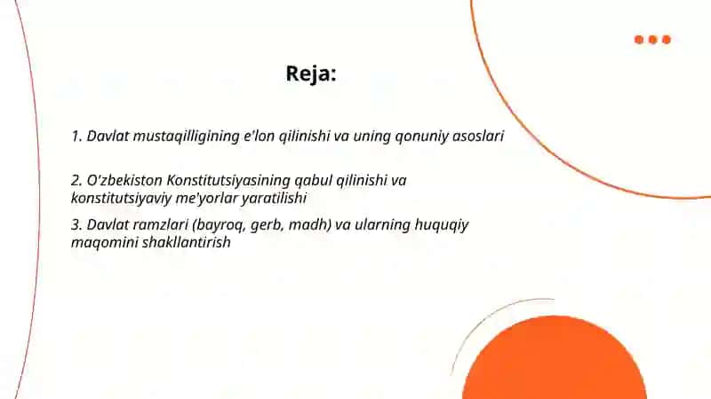Mustaqillik - me'moriy - huquqiy asoslarining yaratilishi 2