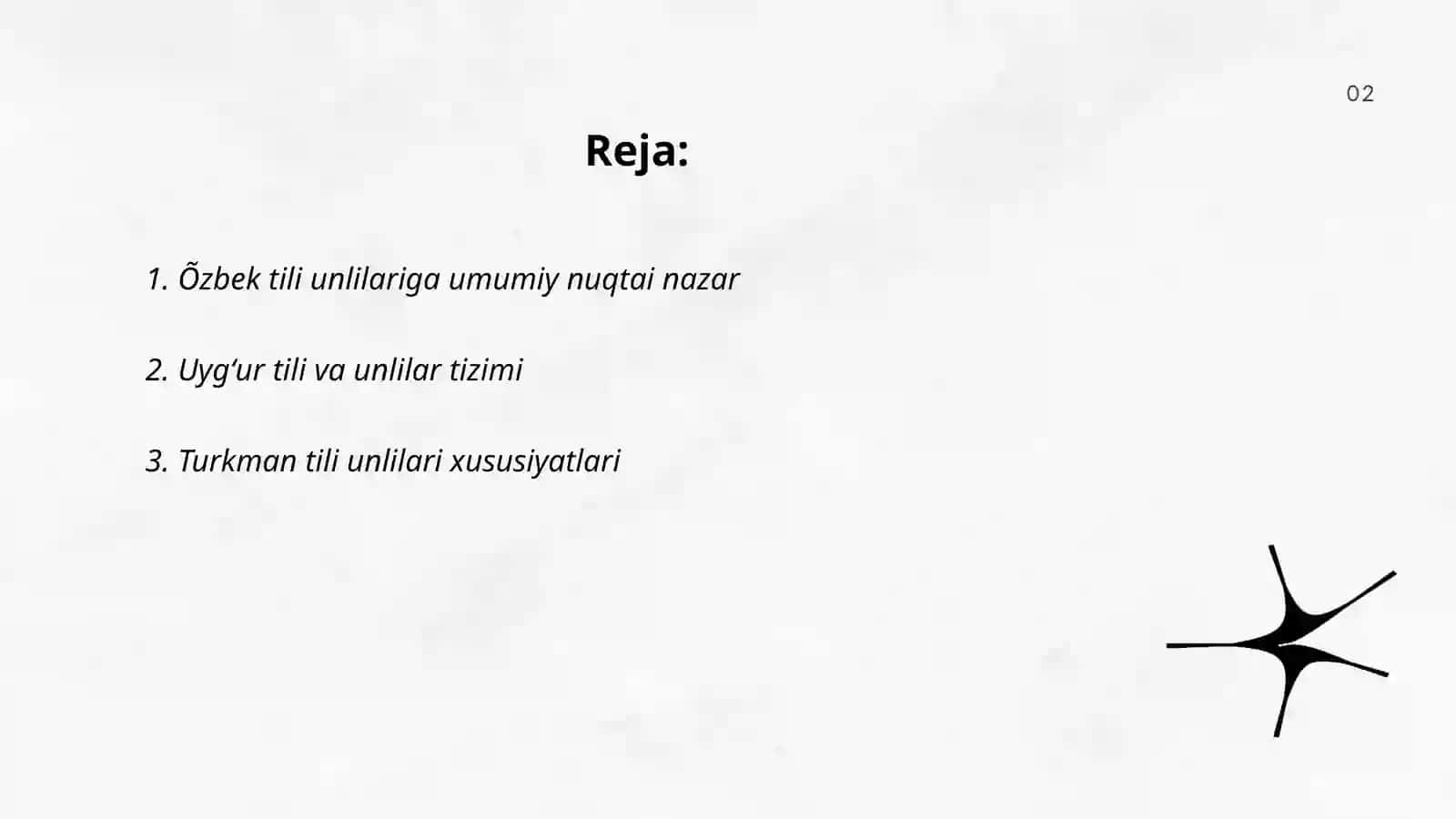 Õzbek tili unlilarining uygʻur, turkman, qoraqalpoq, qirgʻiz matnlarida muvofiqlari 2