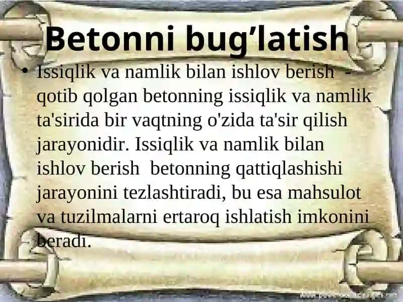 Betonning Issiqlik va Namlik Bilan Ishlov Berish 2