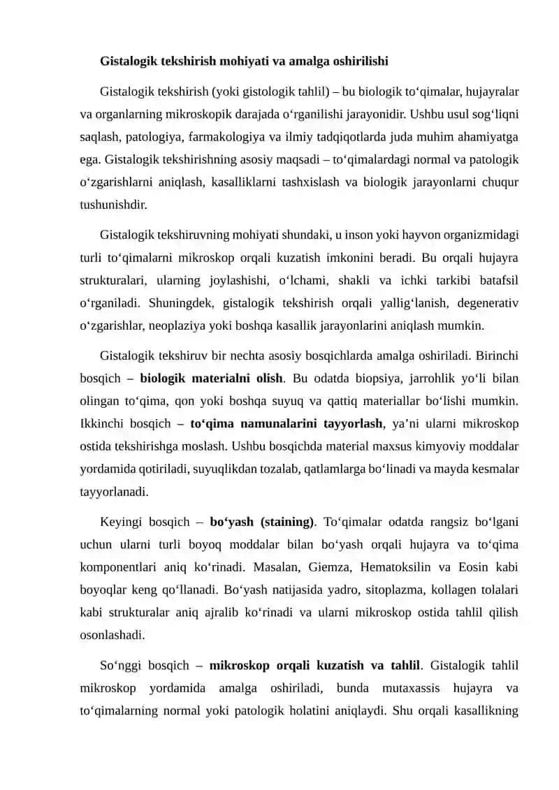 Gistalogik tekshirish 2