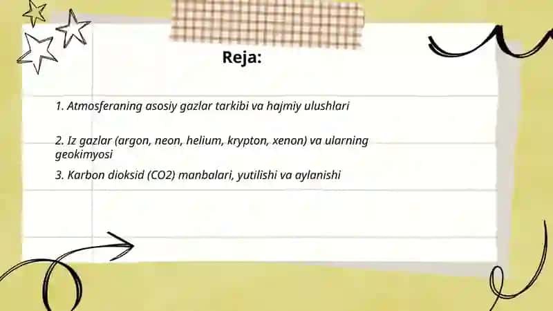 Atmosferaning kimyoviy tarkibi. Atmosfera geokimyosi 2
