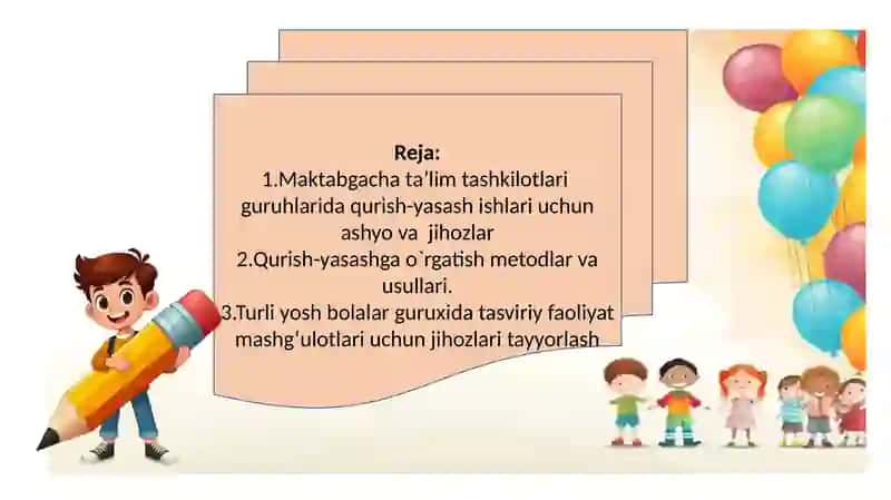 Turli yoshdagi bolalar guruhlarda qurish-yasashga o'rgatish metodlari 2