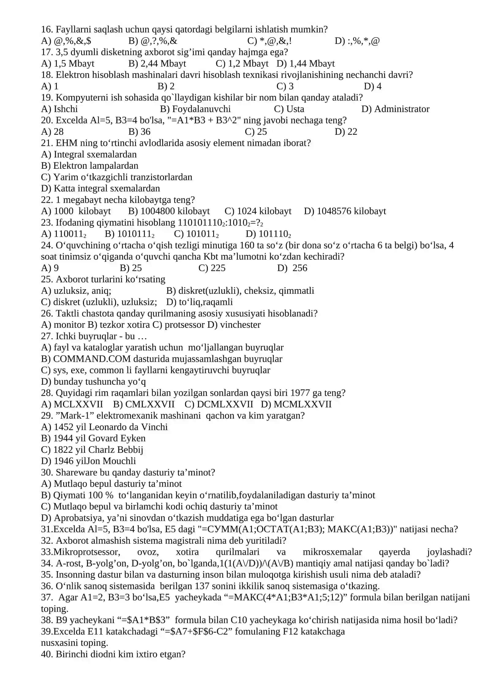 INFORMATIKA 9-sinf amaliy ish topshiriqlari 2