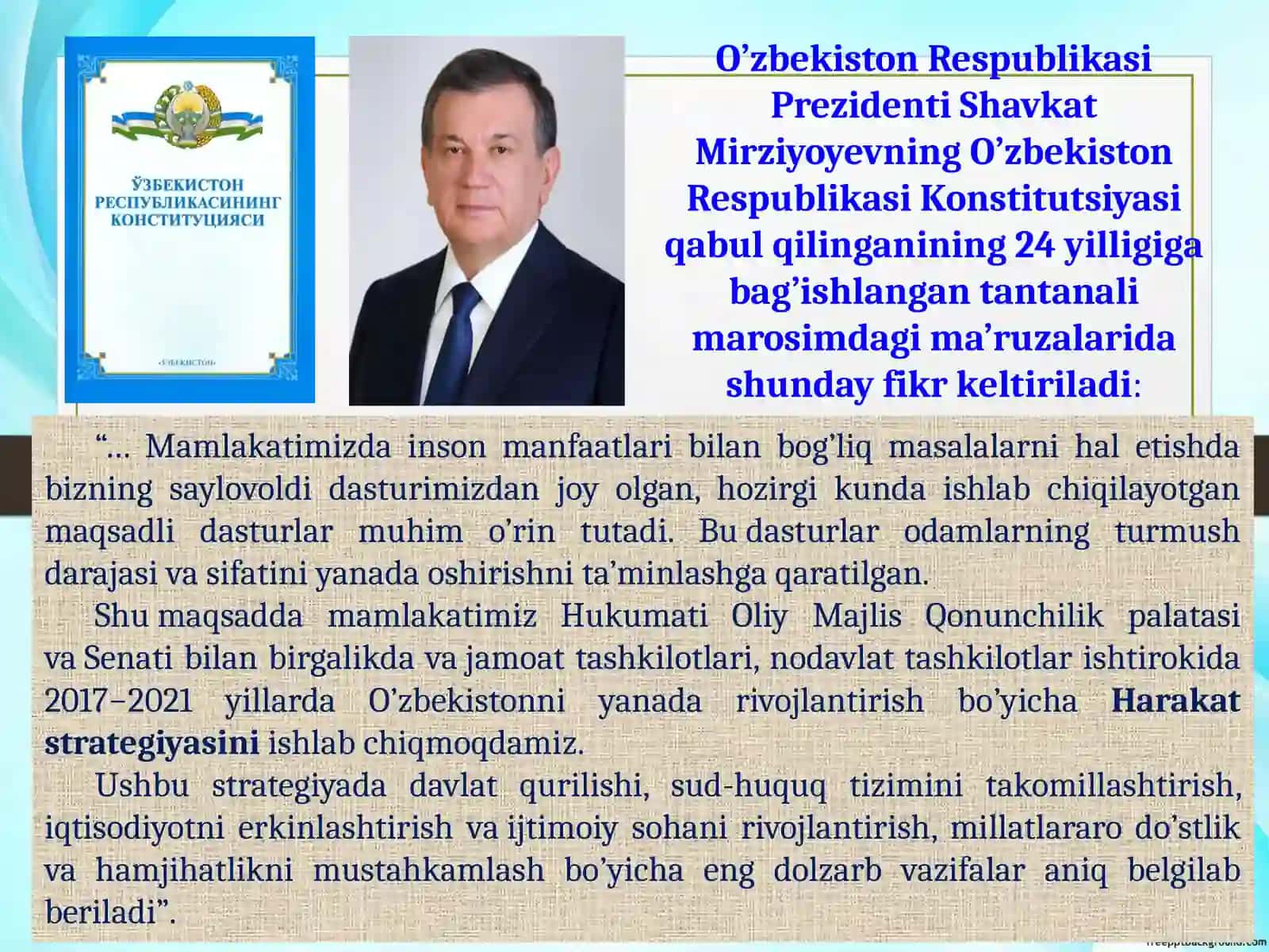 O‘zbekiston Respublikasini yanada rivojlantirish bo‘yicha Harakat strategiyasi to‘g‘risida 2