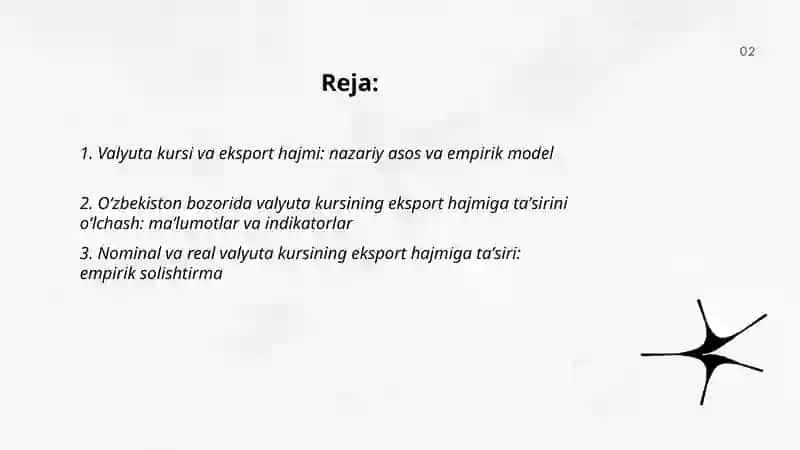 Valyuta kursining eksport hajmiga ta'sirining ekonometrik tahlil 2