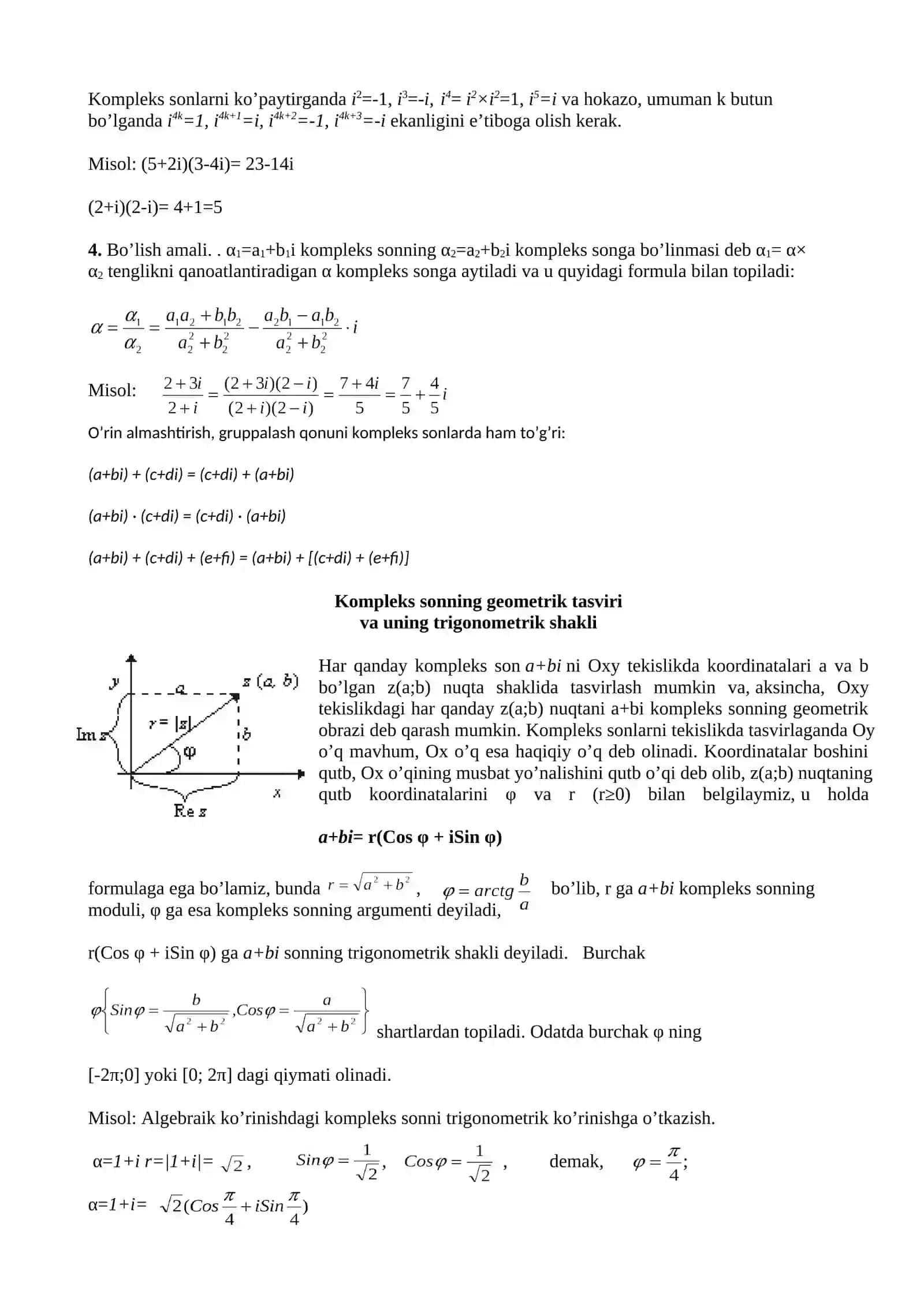 Kompleks sonlar 2