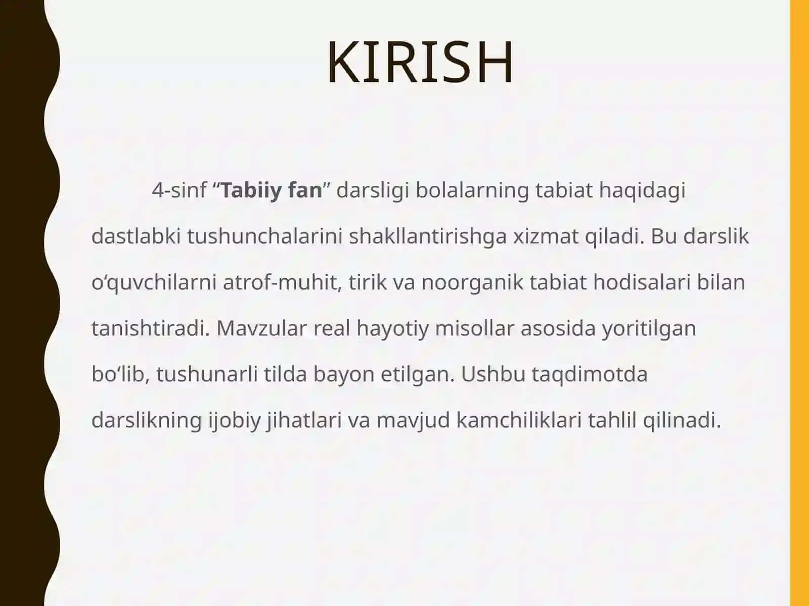 4-sinf Tabiiy fan darsligini tahlil qilish va taqriz 2