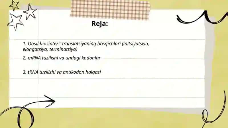 Oqsil biosintezi. Kodon va antikodon 2
