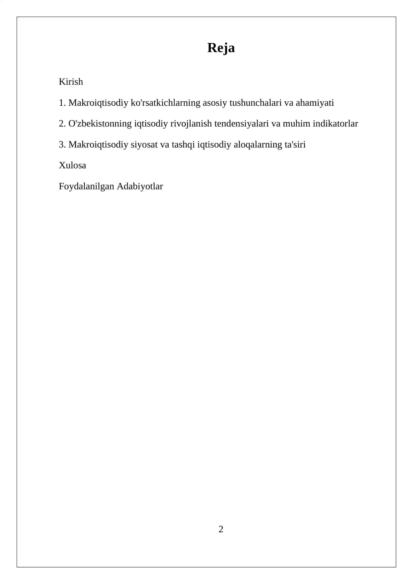 Oʻzbekiston Respublikasining Makroiktisodiy Koʻrsatkichlari Tahlili 2