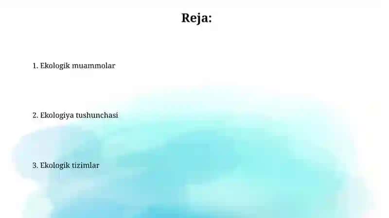 Ekologiya tushunchasi 2