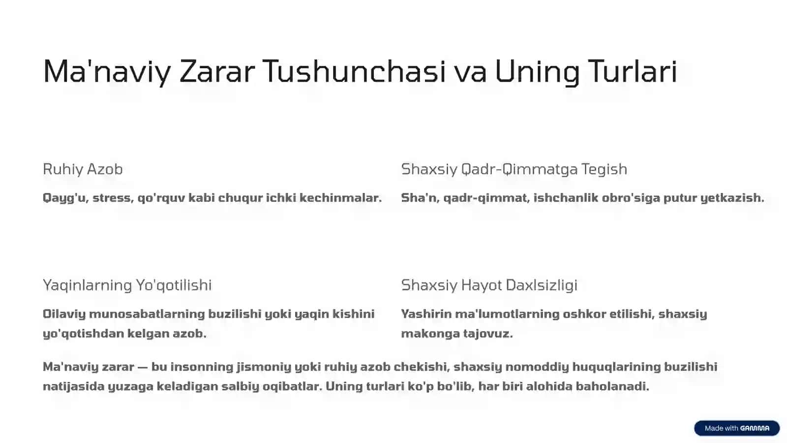 Fuqarolik Huquqida Ma'naviy Zararni Qoplash Asoslar va Amaliyot 2