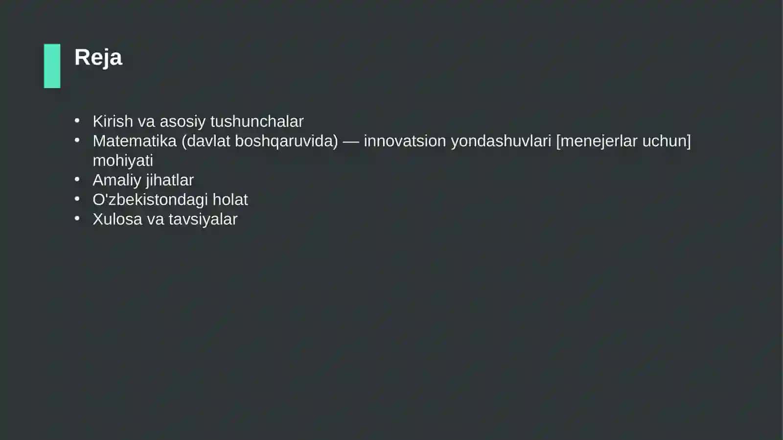 Matematika (davlat boshqaruvida) — innovatsion yondashuvlari [menejerlar uchun] 2