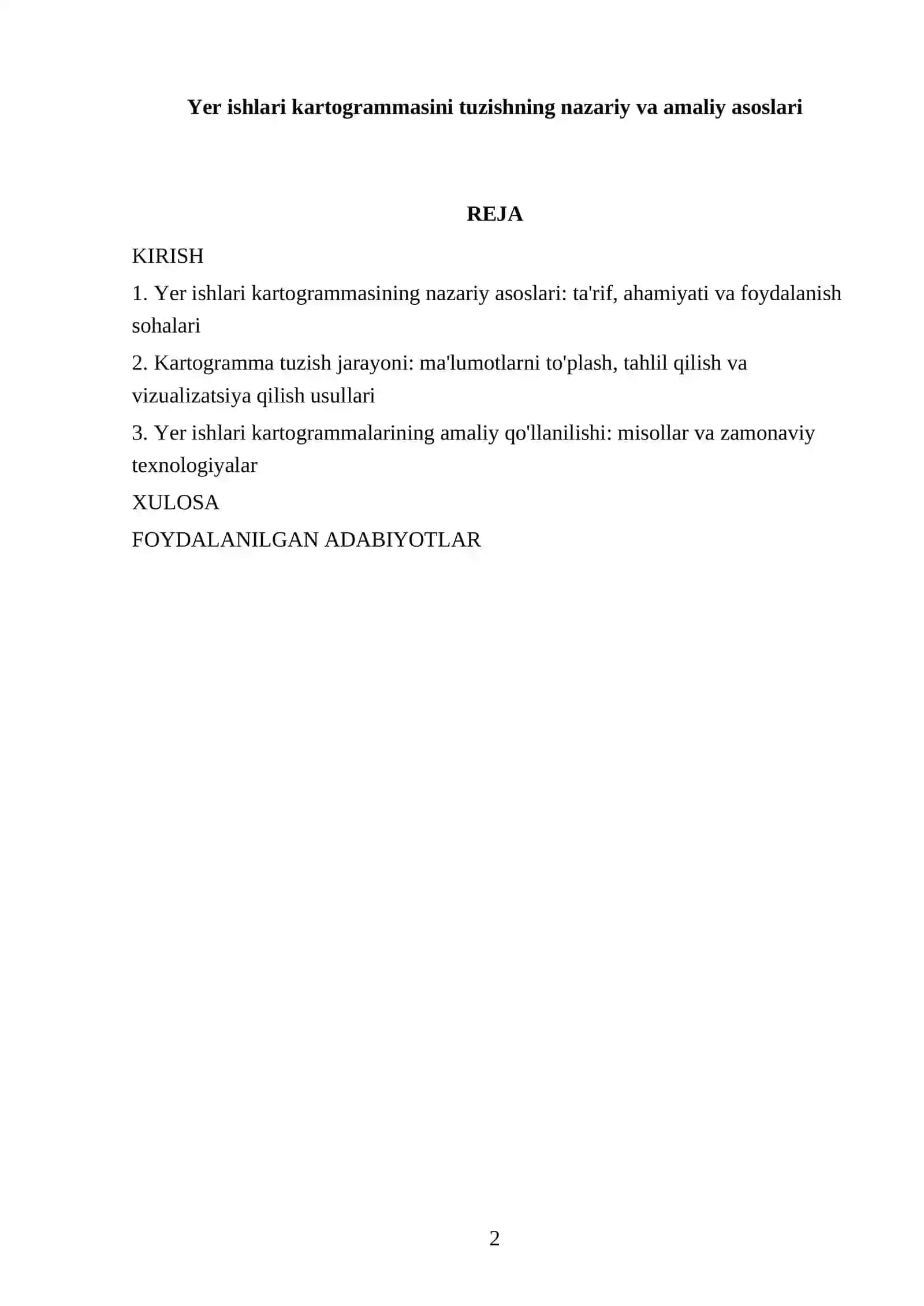 Yer ishlari kartogrammasini tuzishning nazariy va amaliy asoslari 2
