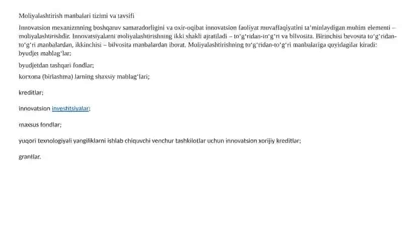 13mavzu: Innovatsion faoliyatni moliyalashtirish 2