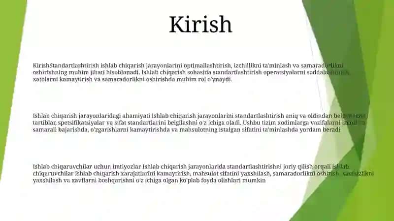 Ishlab Chiqarish Standartlashtirish 2