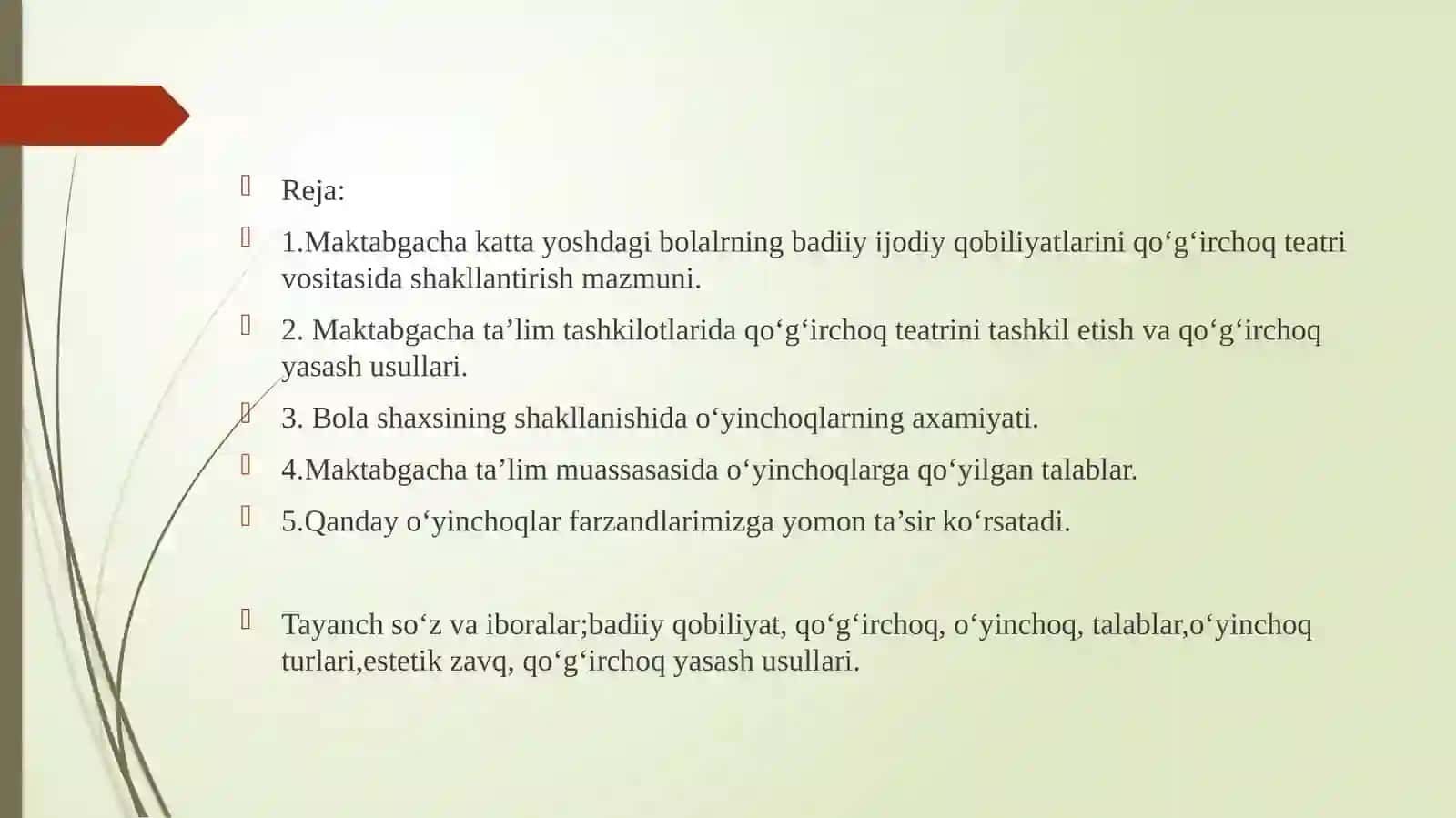 5-Mavzu:Maktabgachayoshdagi bolalarni qo‘g‘irchoq teatri personajlarini yasash orqali badiiy-ijodiy qobiliyatlarini shakllantirishning tarbiyaviy ahamiyati 2
