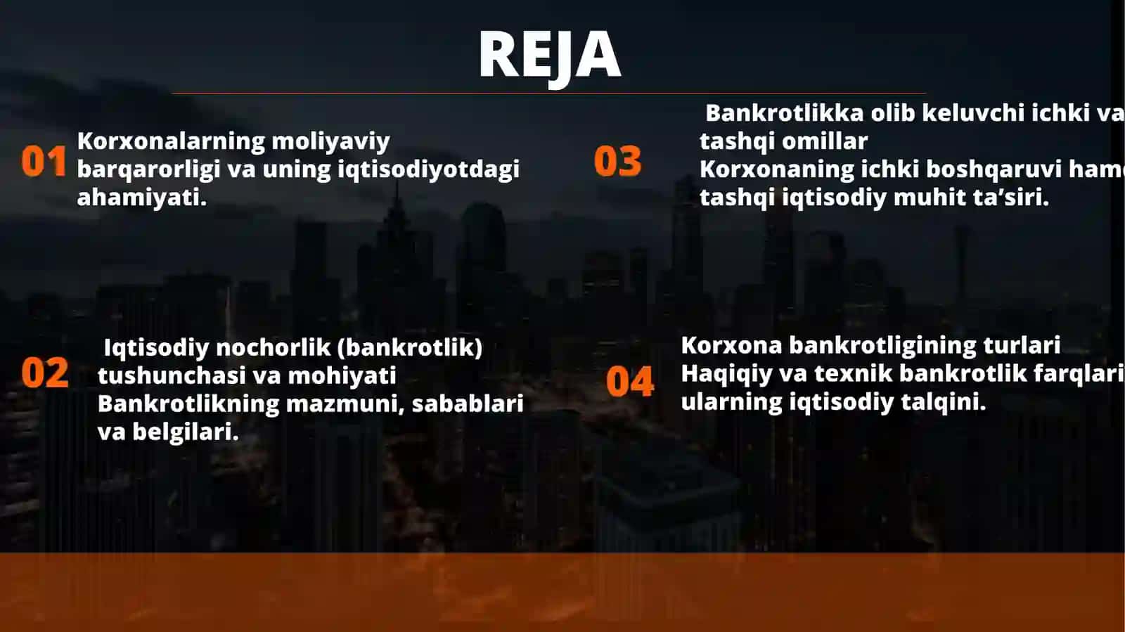 Korxonalar iqtisodiy nochorligini baholash va tahlil qilish 2