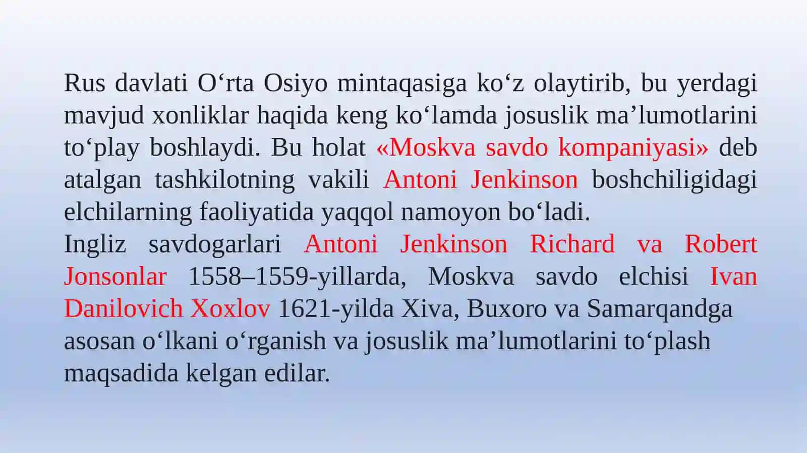 O‘rta Osiyo xonliklarming tashqi iqtisodiy va siyosiy diplomatik aloqalari 2