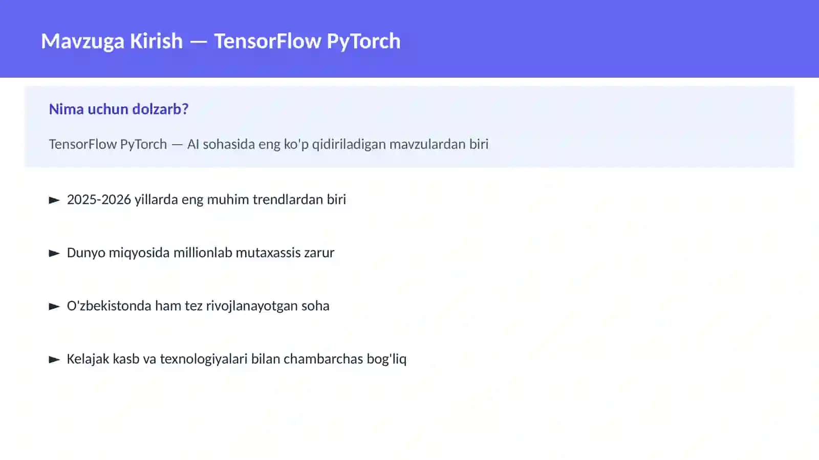 AI | DEEP LEARNING VA NEYRON TARMOQLAR 2