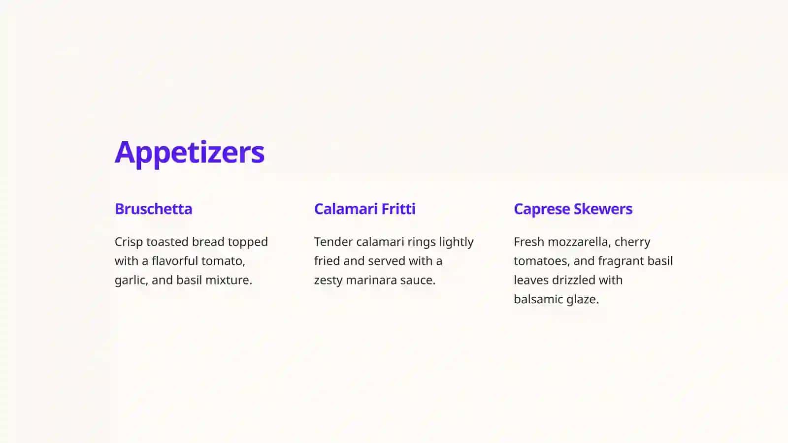 Types of Food and Menu 2