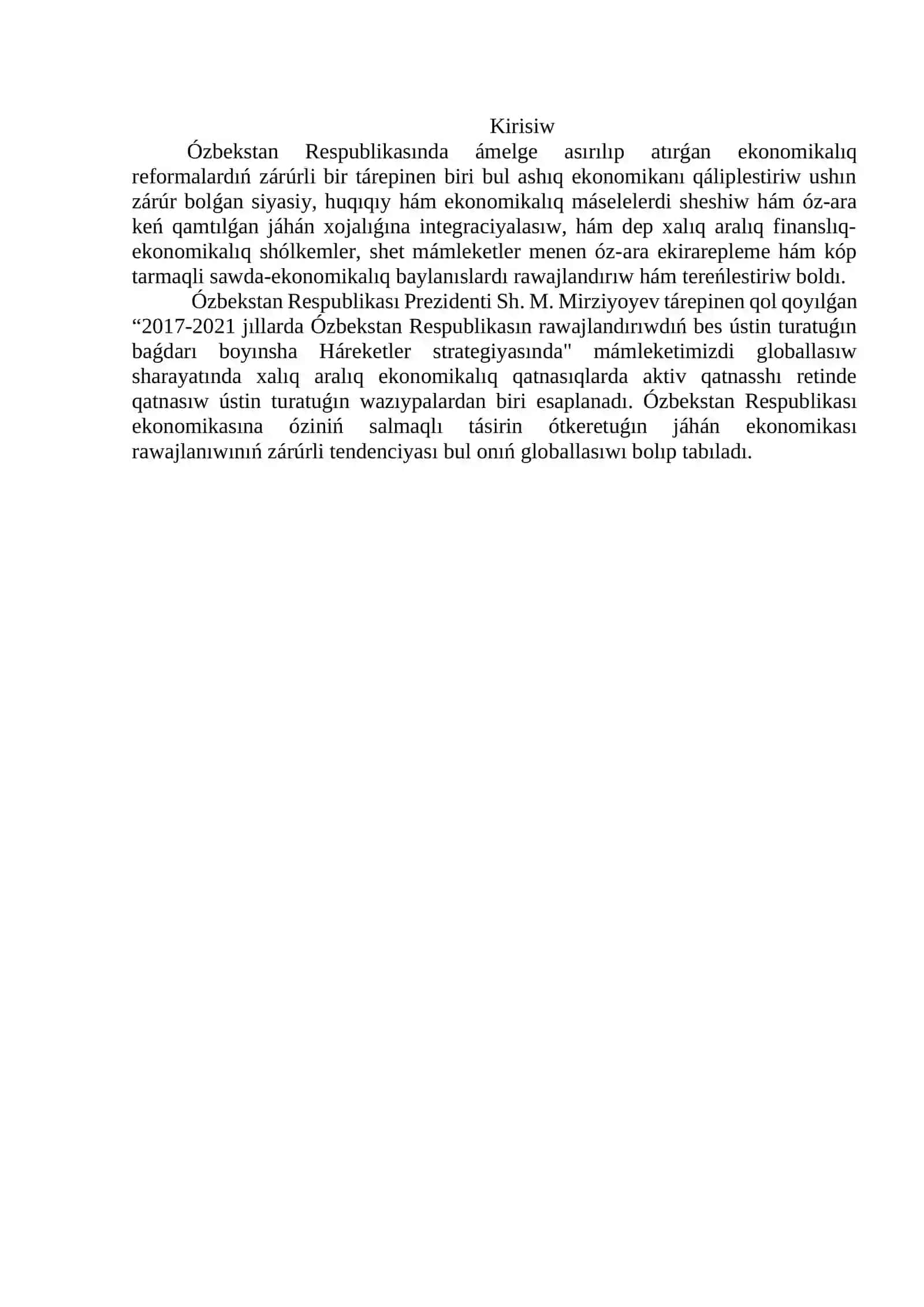 Dunya juzi ekonomikasinin globallasiwinda sirt el investiciyalarinin orni 2