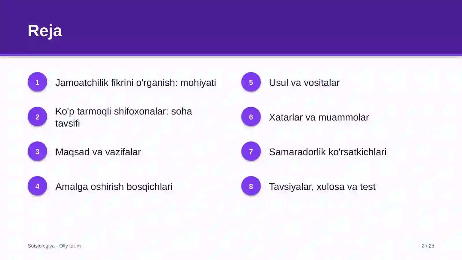 Ko'p tarmoqli shifoxonalarda jamoatchilik fikrini o'rganish 2