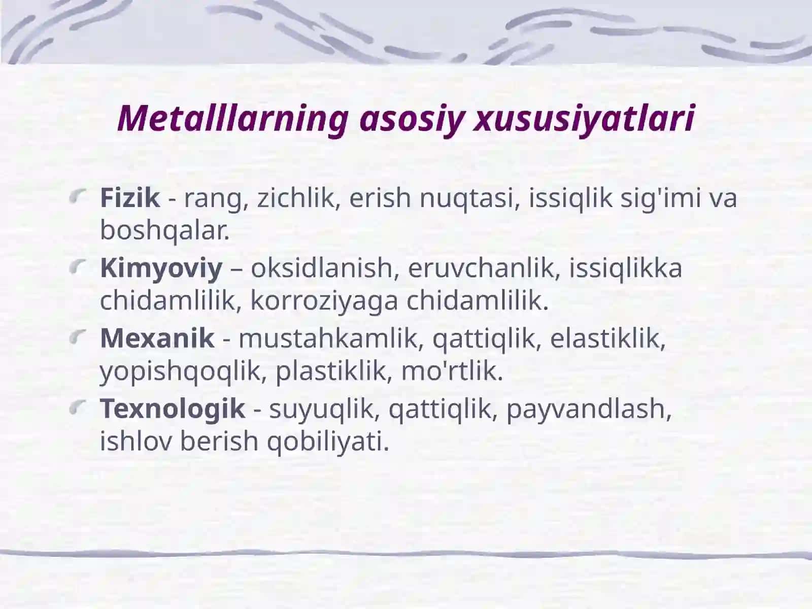 Metallarning fizik-mexanik xossalari 2