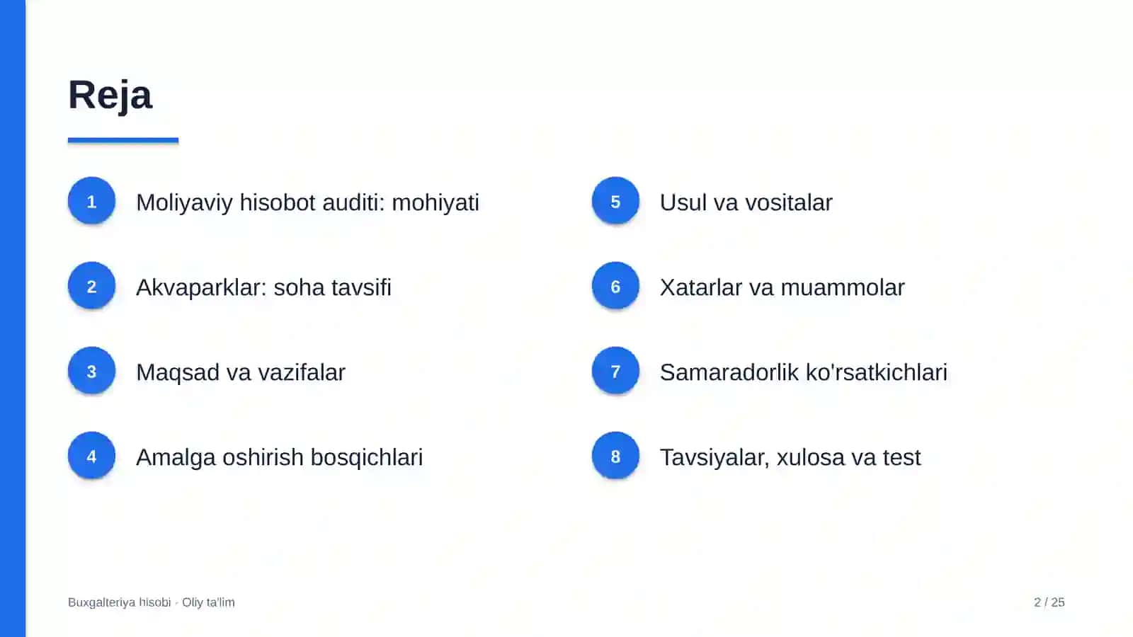 Akvaparklarda moliyaviy hisobot auditi 2