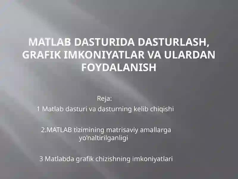 MATLAB dasturlash 2